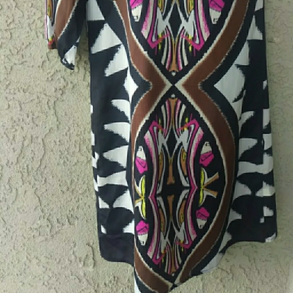 Peach love cream Aztec one shoulder dress - Picture 2 of 8
